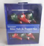 Boston Warehouse Chili Peppers Mini Salt & Pepper Shaker Set of (6 shakers) NEW