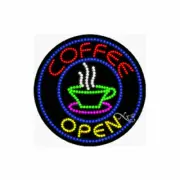 NEW “OPEN COFFEE" 26x26x1 SOLID & ANIMATED LED SIGN w/CUSTOM OPTIONS 21134