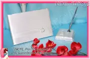 SQUARE DIAMANTE Wedding Guest Book & Pen Stand Keepsake Signature White