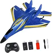 Generic RC Airplane Aircraft Toy Facile to Fly Gyro Stabilizing Lightweight Trevote Airplane for Boys Beginner Gift, Blue Two Battery