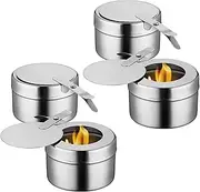 4 Pack Chafing Fuel Holder, Stainless Steel Fuel Holders with Safety Cover, Fuel Holder Canned Heat Holder for Chafing Dish, Canned Heat Fuel Box for Buffet Barbecue Parties Chafing Dish Buffet