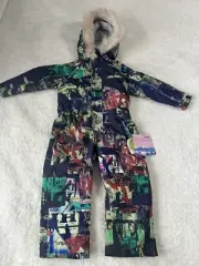 Blue Magic Kid's One Piece Snowsuit Ski Size 90cm Girls Multicolor Graffiti wall