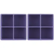 2x 2PK Dexas 9.5cm Silicone Ice Tray Mould XL Cube - Purple