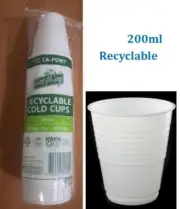 CastAway White Plastic Drinking Beverage Cup 200ml Recyclable 100 Cups B163