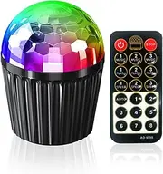 Crystal Magic Ball Lamp Home Stage Light Disco LEDs Colorful Projection Lights Sound Activated USB Remote Control for Parties (Black)