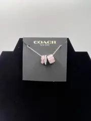 New Coach Silver And Pink 3 Ring Necklace With Dustbag