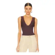FP FREE PEOPLE INTIMATELY Power Play Cami Lace Tank Top Bittersweet Brown NWT M