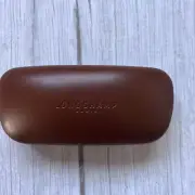 Longchamp Paris Eyeglasses Case Light Brown Leather Rectangular Hard Clamshell