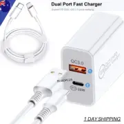 20W Dual USB C Fast Wall Charger PD Cable Power Adapter Plug AU For iPhone 14/13