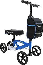 BlessReach Economy Knee Scooter Steerable Knee Walker for Foot Injuries Compact Crutches with Dual Rear on-Wheel Brake and Shock Absorption Under The Knee pad