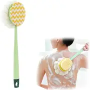 Shower Body Brush, 13.7" Extra Long Handle Dual-Sided with Soft Brush Bristles Back Scrubber Bath Mesh Sponge for Skin Exfoliating Bath Wet or Dry Brushing Men and Women (Green)