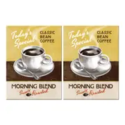 2PK Nostalgic Art Morning Blend Colour Printed Fridge Rectangle Magnet Décor 8cm