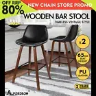 ALFORDSON 2x Wooden Bar Stools Noah Kitchen Dining Chair Vintage Retro Black