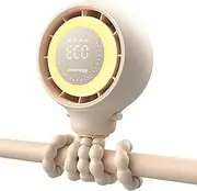 Dreamegg Portable Fan, Pushchair, Intelligent LED Display, Flexible Tripod Fan, Clip Fan, 360°, Removable, 4 Speeds, 2 Night Lights, 4000 mAh Rechargeable USB Fan