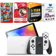 Nintendo Switch White OLED + Super Mario Odyssey + Nintendo $20 eShop Gift Card