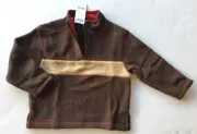 NWT Gymboree Alaskan Adventure 3 3T Brown Stripe Micro Fleece Half Zip Pullover