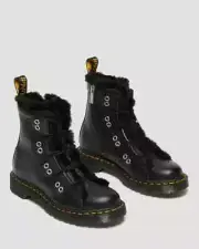 Dr. Martens 1460 31876001 Womens US 7 Black Leather Faux Fur Lined Boots KHD1568