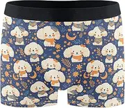 [FRODOTGV] Cute Cartoon Dogs Face Mens Boxer Brief Shorts Workout Underwear for Men Compression Interiores Para Hombres