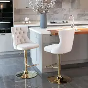 Lorah Set of 2 Golden Base Gas Lift Bar stools- Beige