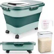 Rice Storage Containers, Collapsible 20 to 30Lbs Food Storage Bin Dispenser with