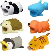 6 Pcs Phone Charger Cable Protector Cute Animals Bite Data Cable Charger Cord Protector Charging Cable Saver Phone Accessory Cable Buddies for iPhone iPad Android Samsung Etc Most Phone Data Lines
