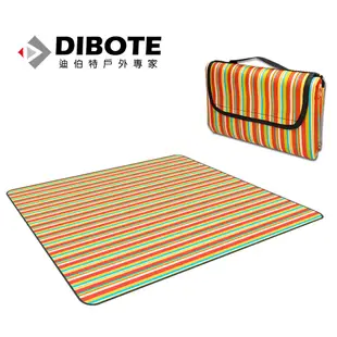 迪伯特DIBOTE 多功能防水地墊野餐墊/露營墊/防水地墊布(150 x 180cm) -橘條紋