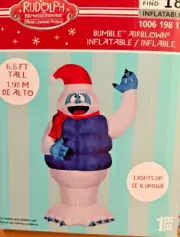 RARE NEW 6.5 FT TALL LED CHRISTMAS BUMBLE INFLATABLE RUDOLPH RED NOSED REINDEER