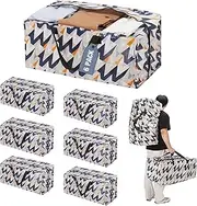 [WORKPRO] 6 Pack Extra Large Moving Bags with Zippers & Carrying Handles Backpack Straps, Heavy-Duty Storage Tote for Space Saving & Storage, Alternative to Moving Box (W - Alphabet Printing)