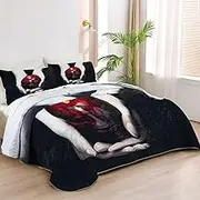 Allenjoy Twin Size Nightfall Romance Quilt Bedspreads Vampire Bed Set Bedding Coverlet Fabric Washable with 1 Pillow Sham SC00114-007