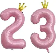 40 Inch Number 23 Pink Crown Balloon Set,23th Celebration Decorations for Happy 23th Birthday Party Wedding Bridal Shower Engagement Photo Shoot Anniversary Decoration, Baby Pink 23 Balloon