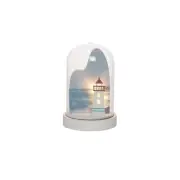 Lighthouse Scene Light-Up LED Globe Night Light Glass Wood Sunset Coastal