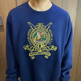 美國百分百【全新真品】Ralph Lauren 大學T 刷毛長袖T恤 RL polo 深藍色 XL號 CA05