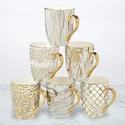 Certified International 26540SET6 Matrix 16 oz. Gold Plated Mugs, Set of 6, 5" x 3.25" x 4.5", Multicolored
