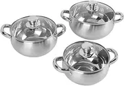 3PCS Stockpots, Stainless Steel Heavy Duty Induction Pot with Lid and Anti Scald Handles for Soup Seafood Stock Canning Comfortable Grip for Catering Large Groups and Events