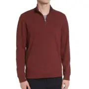 Ted Baker London Clearance Men's Berks Pullover Sweatshirt 1/2 Zip Collar Maroon