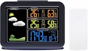 JSEIAJB Weather Forecast Radio Waves Indoor Outdoor Calendar Temperature Humidity Meter Alarm Clock