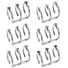 316L Surgical Steel Cartilage 'Clip-On' Triple Closure Ring w/ Triple CZ C240