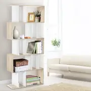 5 Tier Display Shelf (White & Wood Oak)