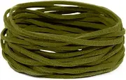 LEREATI Faux Leather Cord for Jewellery Making, 3mm Suede Cord Flat Leather String, 5m Leather Thong Cord Beading Thread for Necklace, Bracelet, Pendants, Dream Catcher, DIY Crafts (Army Green)
