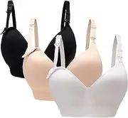 [Oliked] Nursing Bra for Women, Soft Cup, 3-4 Pieces, 3 Pack (Black + White + Beige), XXL