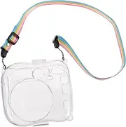 POPETPOP Transparent Instant Camera Case for Mini and Durable Protective Pouch with Shoulder Strap Scratch Resistant Lightweight Design for Easy Carrying and Storage