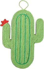GANAZONO Cartoon Cactus Cat Scratch Pad Sisal Cat Scratcher Mat with Hanging Rope for Wall Floor Use Cat to Prevent Furniture Damage and Promote Fun Playtime