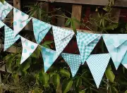 Handmade bunting - Riley Blake Aqua fabric - photography, wedding, baby, nursery