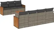 vidaXL Grey Garden Sofa Set 8 Piece - Poly Rattan Patio Furniture with Cushions & Storage