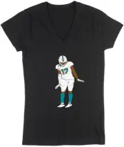 Ladies Black Jaylen Waddle Penguin jersey Woman's V-Neck