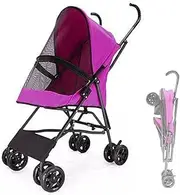 Dog Strollers for Small Dogs, Umbrella Structure Pet Stroller for Cats Puppy & Kitten Travel Carrier Breathable Dog Prams Pushchairs for Small Dogs Installation-Free Design(Purple)