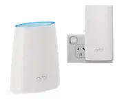Netgear Orbi RBK30 AC2200 Tri-band WiFi Router System Kit - AC2200 / Tri-band WiFi / 4GB Mem / 512MB RAM / 2x2 Dedicated Backhaul / Beamforming / MU-MIMO / 4x GB / RBK30-100AUS