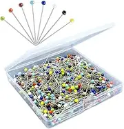 500PCS Sewing Pins for Fabric, Straight Pins with Colored Ball Glass Heads Long 1.5inch, Quilting Pins for Dressmaker, Jewelry DIY Decoration, Craft and Sewing Project by Sunenlyst