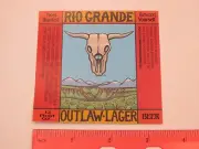 Beer Label ~ RIO GRANDE Brewing Outlaw Lager ~ Moriarty, NEW MEXICO Skull Desert