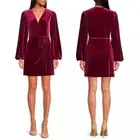 NWT Gianni Bini Leighton Velvet Wrap Dress Merlot Red Size Small